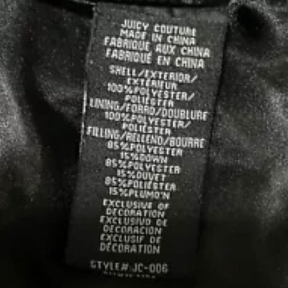 Juicy Couture Black Label Black Hooded Puffer Jacket “ The Future Is Juicy” Preo - Picture 6 of 6